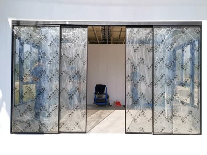 Magnetic levitation Two fixed and two moving automatic doors installation video