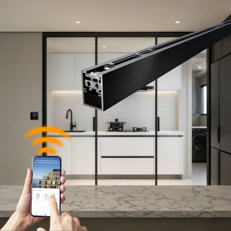 Kitchen three-linkage maglev automatic door